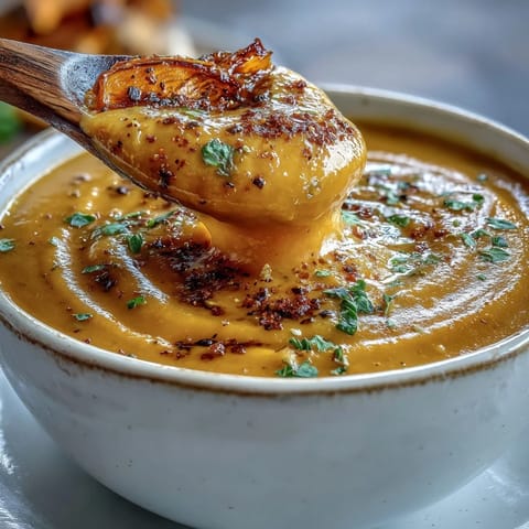 Roasted butternut squash and broccoli florets for Butternut Squash Broccoli Cheddar Soup on a parchment-lined baking sheet.