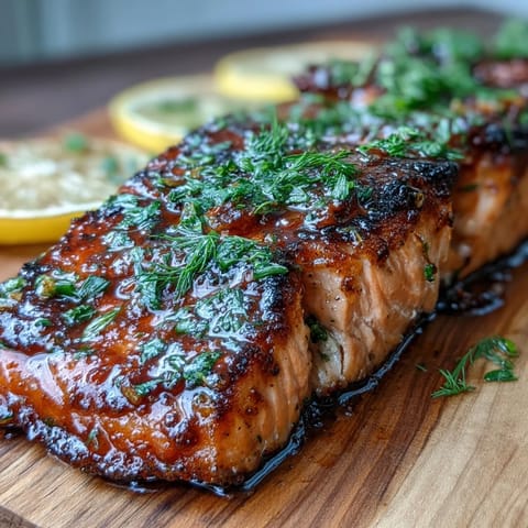 Cedar Plank Salmon with Lemon Dill grilled to perfection, its smoky aroma mingling with fresh citrus and herb notes for a vibrant summer meal.