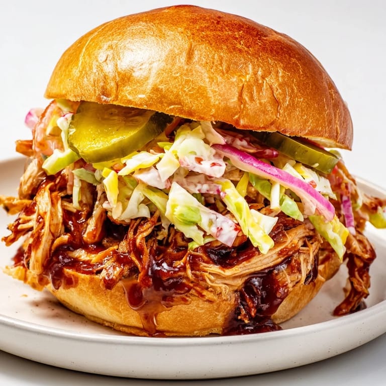 Mouthwatering image of a BBQ chicken sandwich with a side of coleslaw, a tasty American classic.