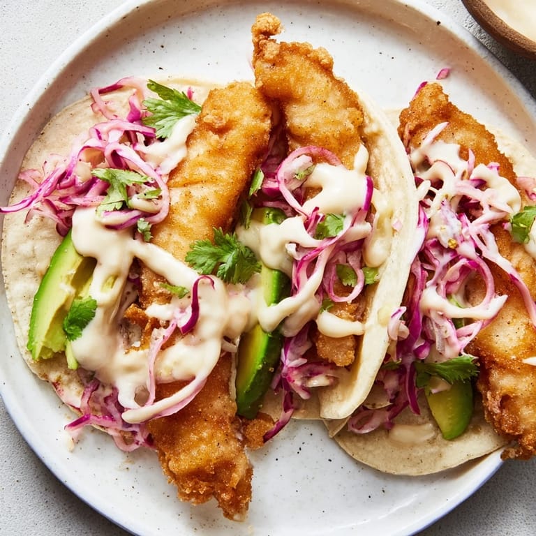 A close-up of a plated Baja fish taco, highlighting the crispy fish and fresh ingredients.