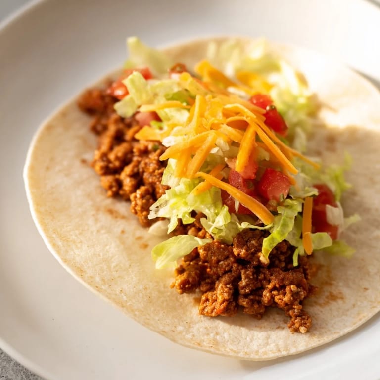 Golden-brown beef tacos ready to devour, showcasing vibrant toppings of salsa and shredded cheese.