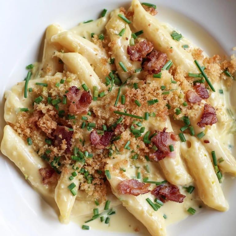 A close-up view shows melted cheese sauce clinging to every noodle, with charred jalapeño slices adding a pop of color.