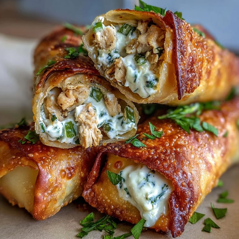 Crisp Mini Chicken Chimis with Jalapeño Cream Cheese baked golden and topped with fresh cilantro.