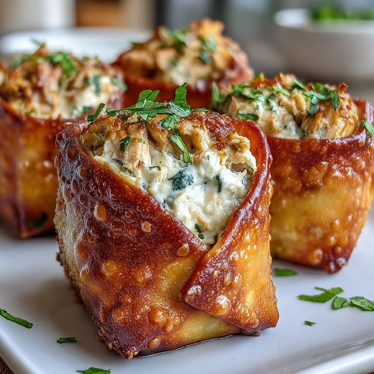 Close-up of Mini Chicken Chimis with Jalapeño Cream Cheese filling, ready to serve at a party.