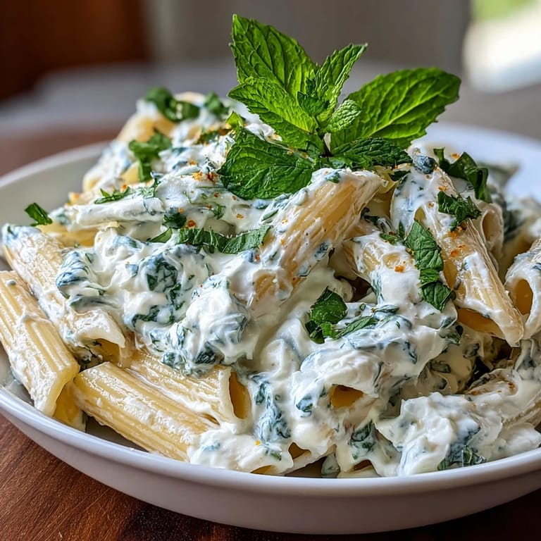 Vibrant spring pasta with sweet peas, ricotta, and lemon zest, topped with fresh mint leaves.  