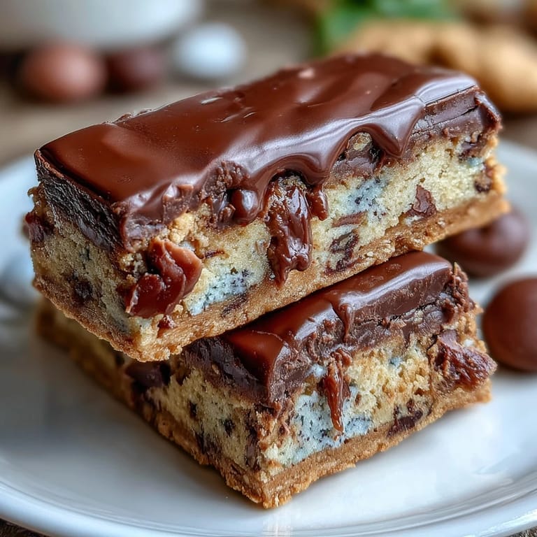 Buttery cookie bars loaded with Cadbury mini eggs and pastel M&Ms, creating a chewy, candy-packed dessert for spring holidays.