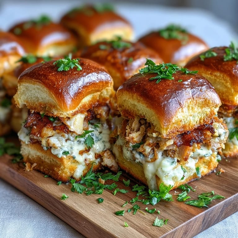 Golden brioche sliders filled with turkey, crispy bacon, and rich Gruyère Mornay sauce, perfect for Kentucky Derby parties.