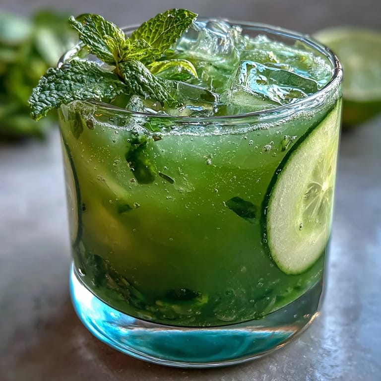 Refreshing Green Detox Cucumber Mint Agua Fresca, perfectly blended and ready for sipping.