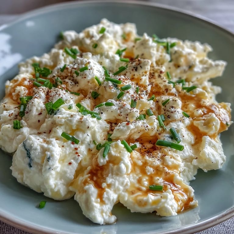 Fluffy, protein-packed cottage cheese scrambled eggs perfect for a quick brunch.