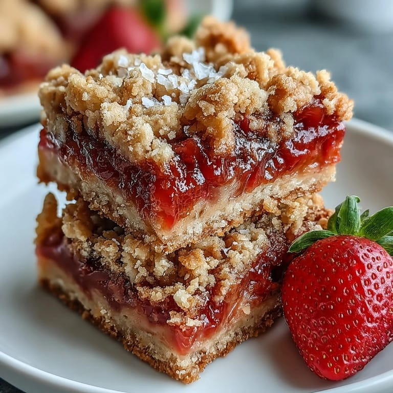 Deliciously easy Strawberry Rhubarb Crumble Bars, perfect for a spring dessert.