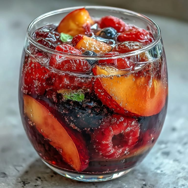 Enjoy this gorgeous Summer Sangria Mocktail, a fruity and bubbly alcohol-free delight.