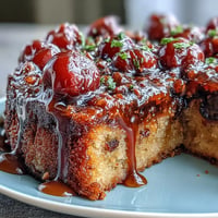 Caramelized cherries crown this moist Cherry Almond Upside-Down Cake dessert.