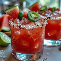 Vibrant Cinco de Mayo Watermelon Jalapeño Margarita Mocktail, bursting with fresh fruit.
