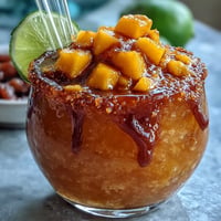 Festive Cinco de Mayo Mangonada mocktail cup, a vibrant frozen treat with chamoy swirl.